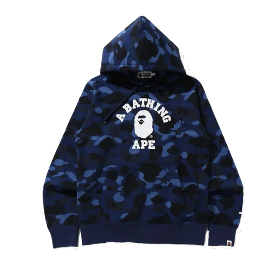 A Bathing Ape Color Camo College Pullover Hoodie - Navy