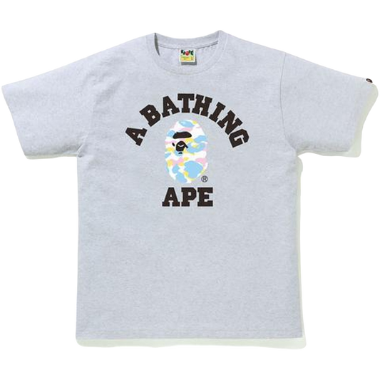 A Bathing Ape New Multi Camo College Tee - Gray