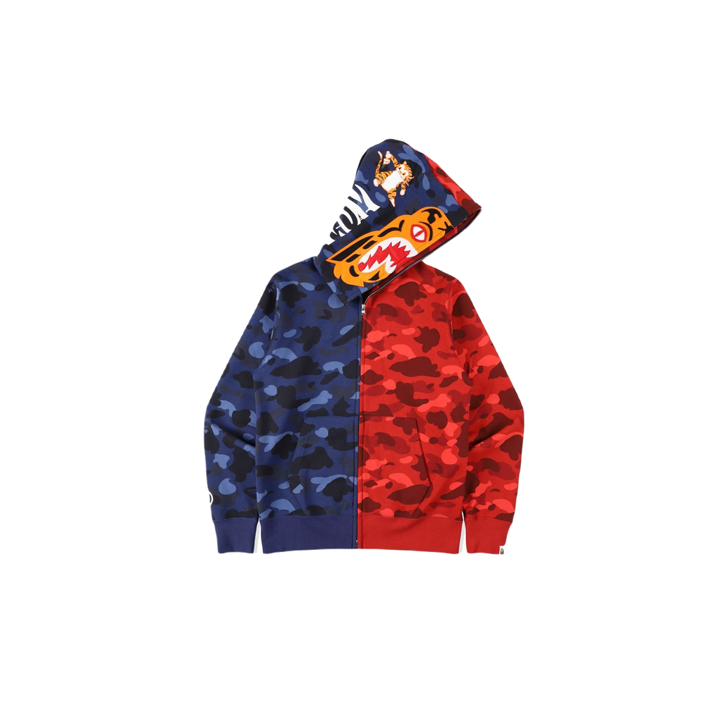 A Bathing Ape Color Camo Tiger Half Full Zip-Up - Navy