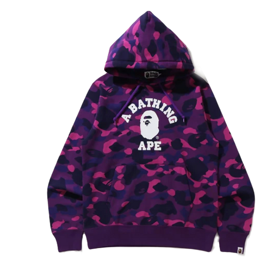 A Bathing Ape Color Camo College Pullover Hoodie - Purple