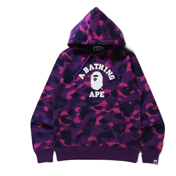 A Bathing Ape Color Camo College Pullover Hoodie - Purple