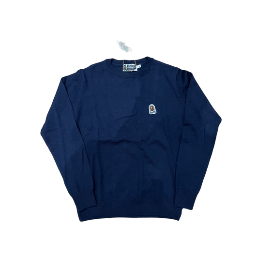 A Bathing Ape Ape Head One Point Crewneck Knit - Navy