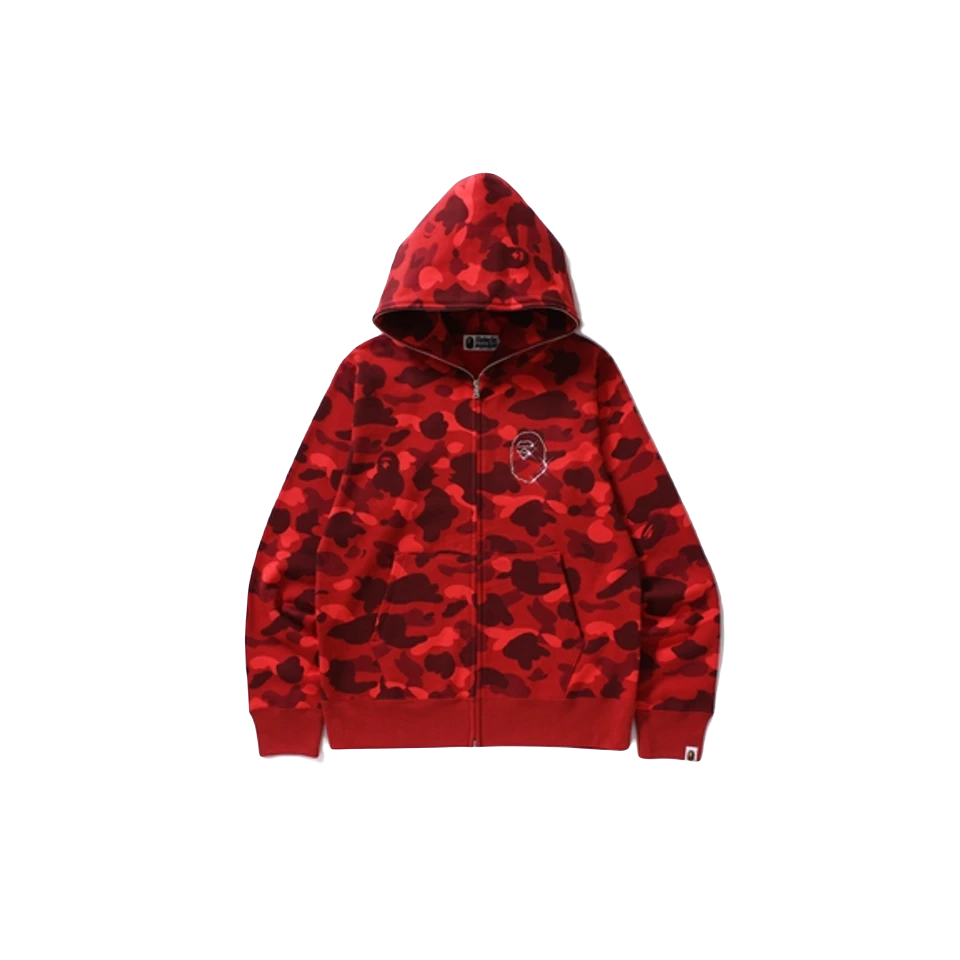 A Bathing Ape Color Camo Swarovski Ape Head Hoodie - Red - Used