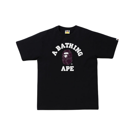 A Bathing Ape Color Camo College Tee - Black/Burgundy