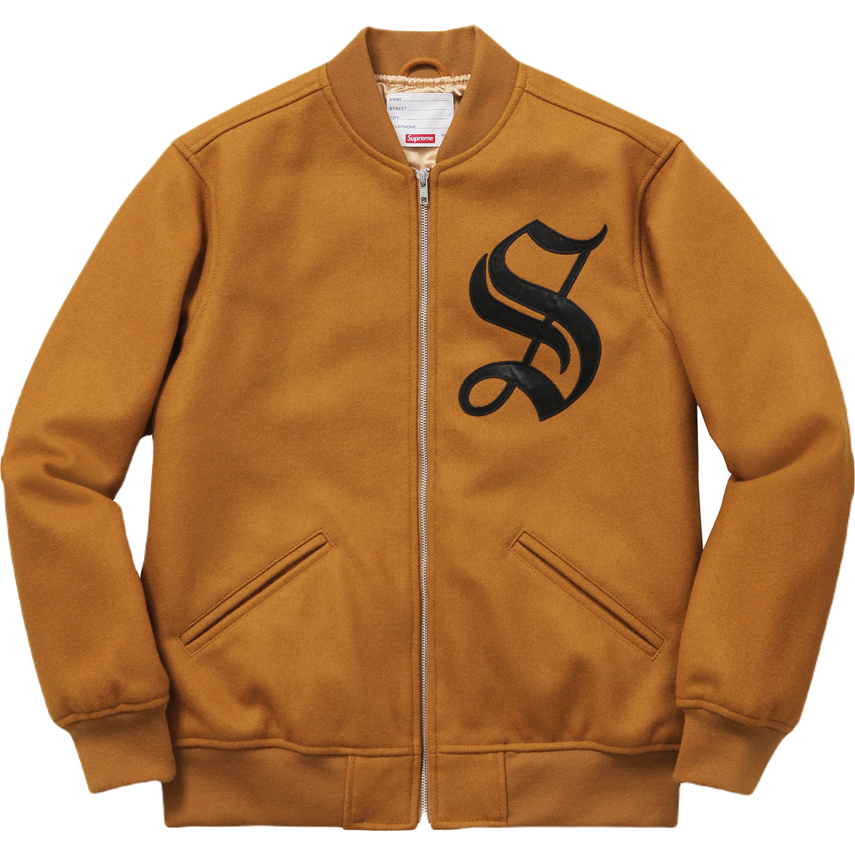 Supreme Old English Zip Varsity Jacket - Dark Gold - Used – Grails SF