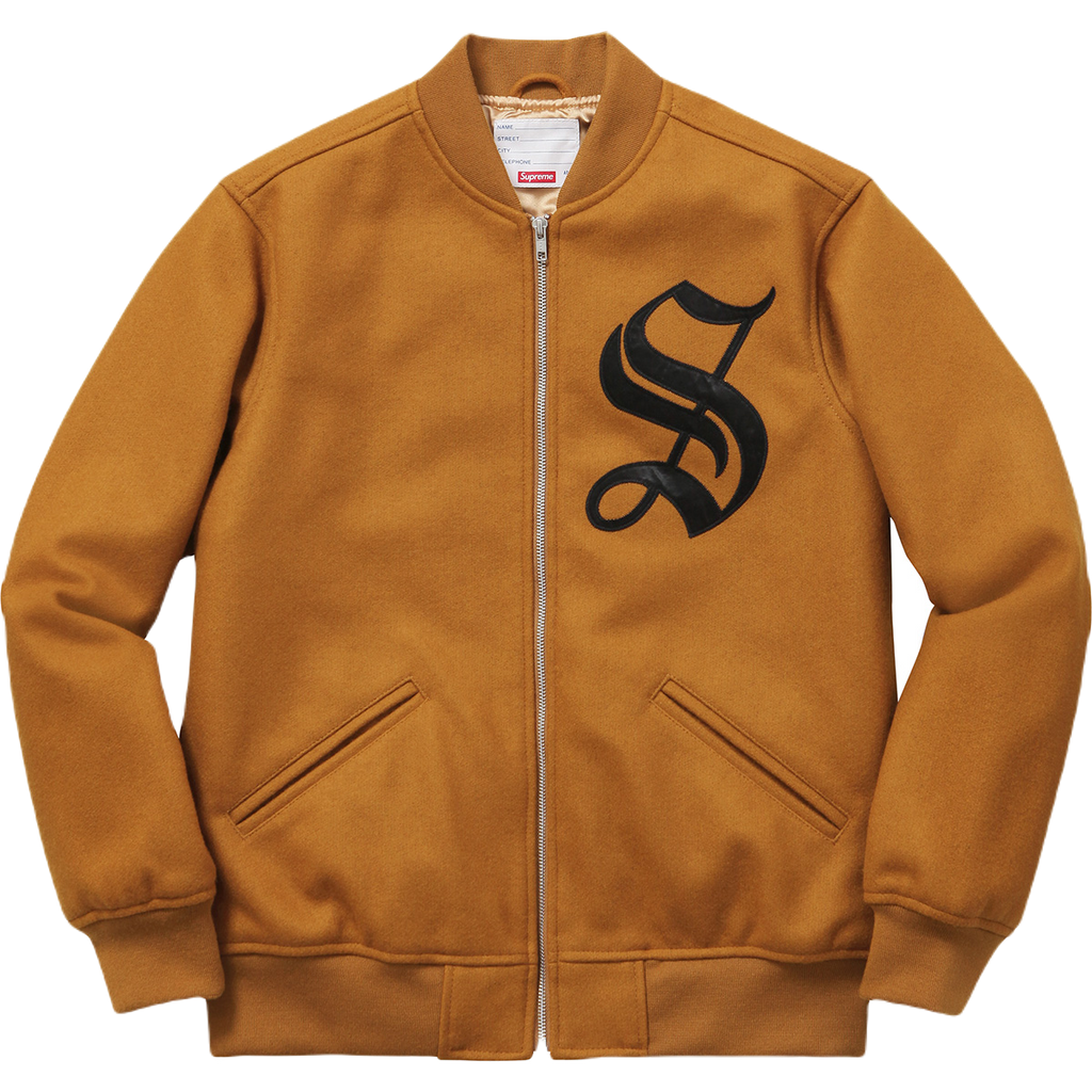 Supreme Old English Zip Varsity Jacket - Dark Gold