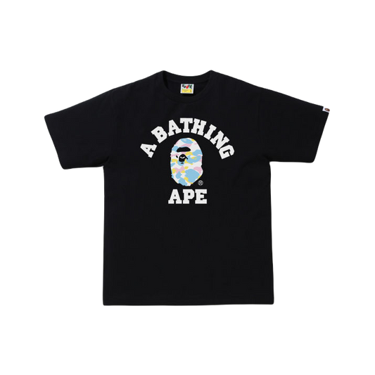 A Bathing Ape New Multi Camo College Tee - Black