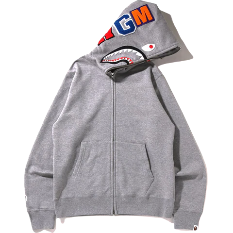 BAPE Military Patch Heavy Weight Zip Hoodie Gray