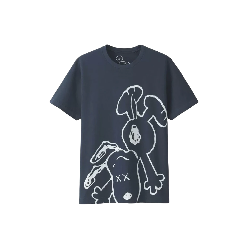 Kaws x Uniqlo x Peanuts Snoopy Falling Tee - Navy - Used