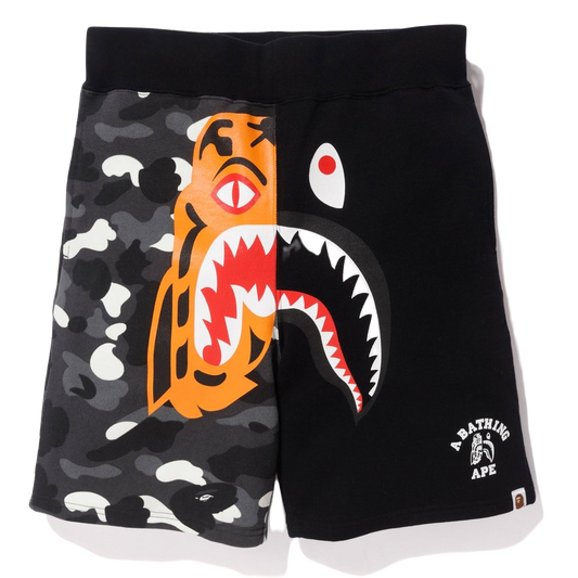 A Bathing Ape City Camo Tiger Shark Sweat Short - Black