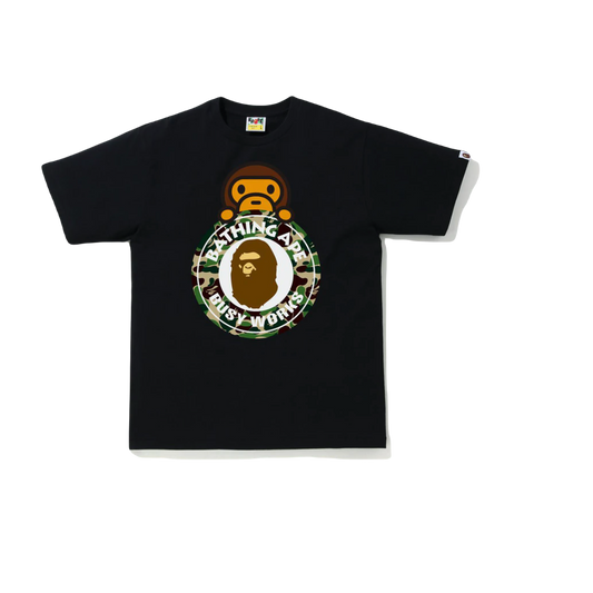 A Bathing Ape ABC Camo Milo on Busy Works Tee - Black/Green