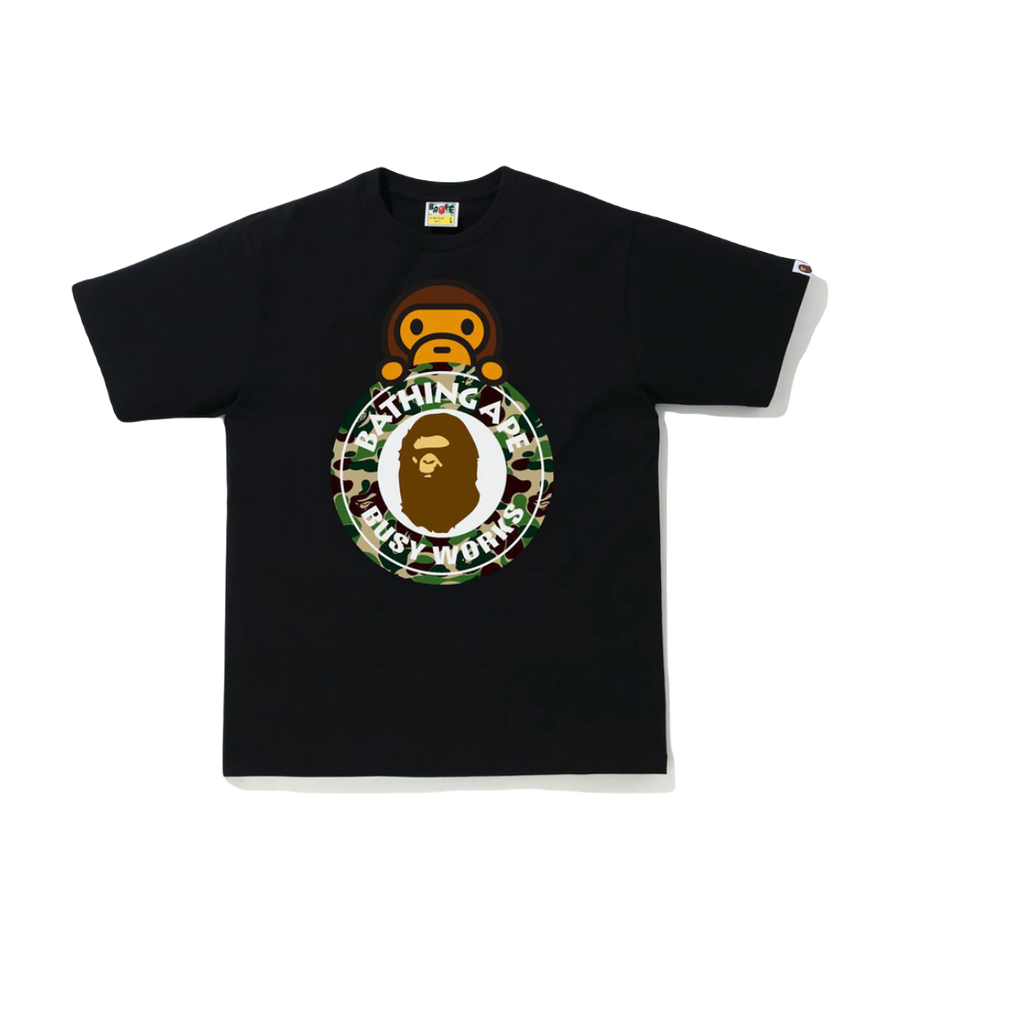 A Bathing Ape ABC Camo Milo on Busy Works Tee - Black/Green