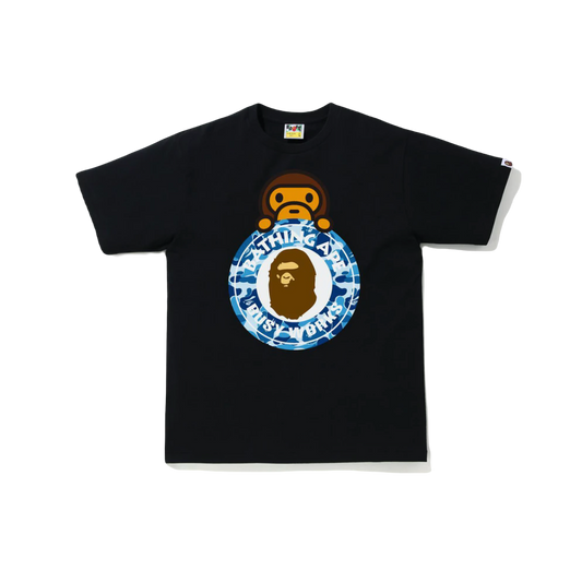 A Bathing Ape ABC Camo Milo on Busy Works Tee - Black/Blue