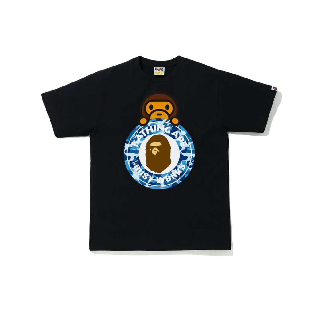 A Bathing Ape ABC Camo Milo on Busy Works Tee - Black/Blue