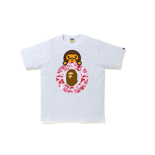 A Bathing Ape ABC Camo Milo on Busy Works Tee - White/Pink