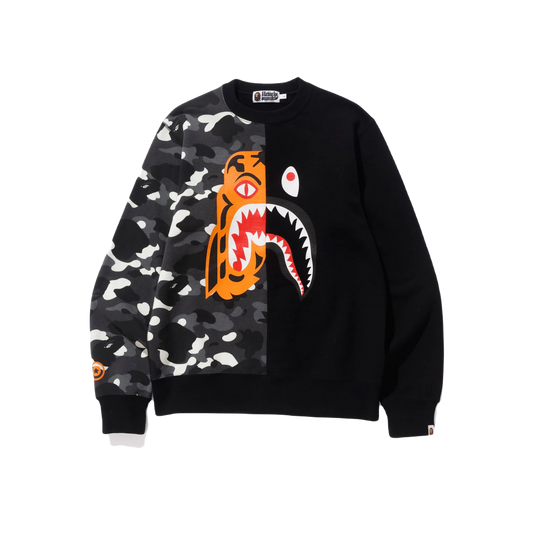 A Bathing Ape City Camo Tiger Shark Crewneck - Black - Used