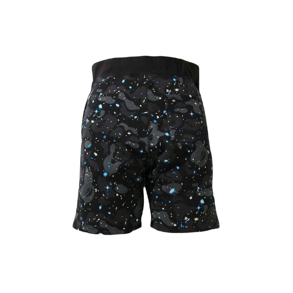 A Bathing Ape Shark Sweat Shorts - Black Space Camo