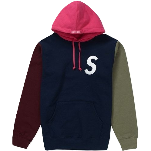 Supreme s logo 2024 colorblocked hooded sweatshirt red