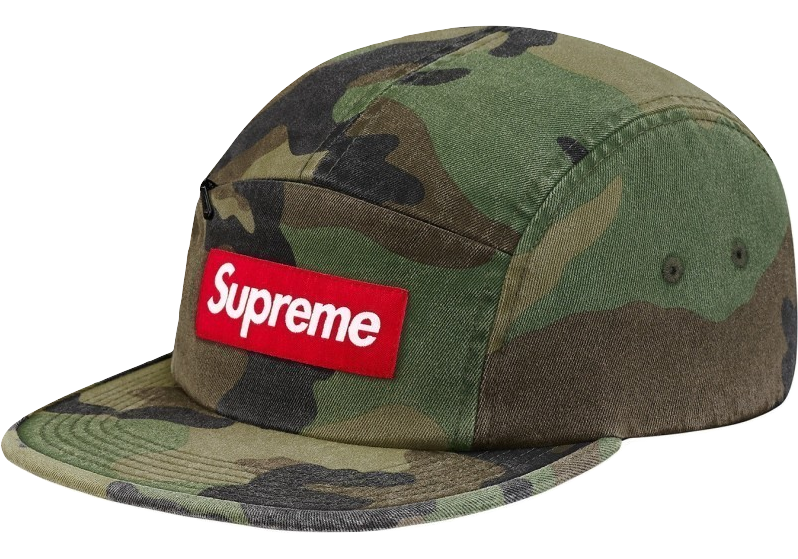 Supreme Front Panel Zip Camp Cap - Woodland Camo – Grails SF