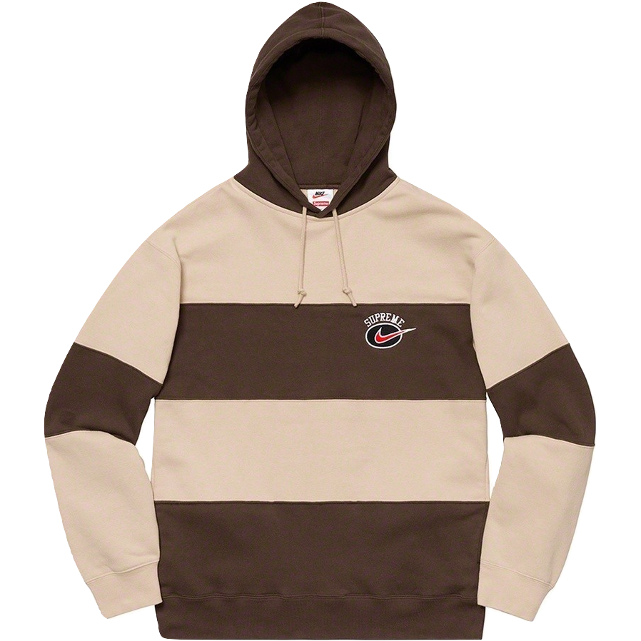 Supreme Nike Stripe Hooded Sweatshirt Tan